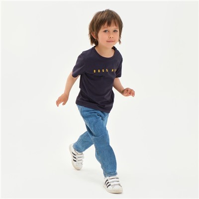 Футболка детская KAFTAN «Boss man» размер 28 (86-92), серый