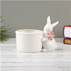 Фигурка кашпо белое Кролик 15х9,5х12,5 см / 19083-1W /уп 24/