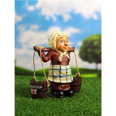 Садовая фигура из полистоуна «Бабушка с ведрами», 20×7×19 см, Greengo