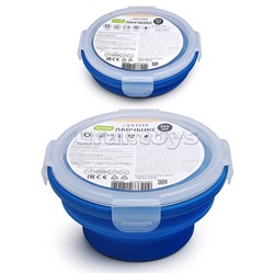 Ланчбокс складной герметичный круглый, 350 мл, диаметр 12 см, высота 6,5 см, в сложенном виде высота 3 см, силиконовый, с пластиковой крышкой, с отверстием вентиляции и силиконовой заглушкой, темно-синий