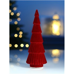 Фигура светодиодная «Ёлка красная бархатная», 5 LED, 23 см, от батареек AG13×3, свечение тёплое белое