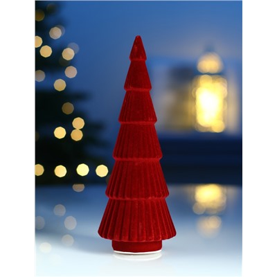 Фигура светодиодная «Ёлка красная бархатная», 5 LED, 23 см, от батареек AG13×3, свечение тёплое белое