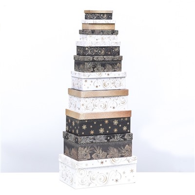 Набор подарочных новогодних коробок 10 в 1 «Счастья в Новом году», 30.5×20×13 - 12×6.5×4 см