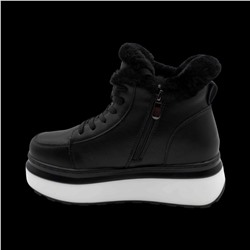 Ботинки из натуральной кожи на меху MZ0122-3 черные