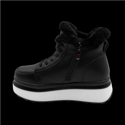 Ботинки из натуральной кожи на меху MZ0122-3 черные