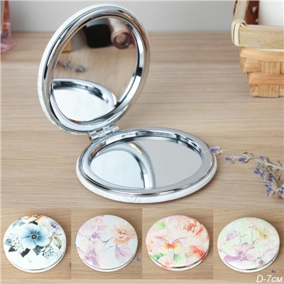 Зеркало карманное 7 см Цветы / PJ-8 /уп 12/480/