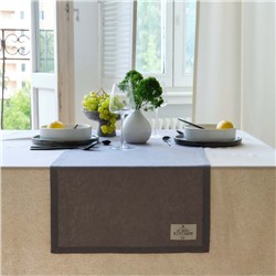 Дорожка на стол Этель ECO, серая, 40×136/±6 см, 70% хлопок, 30% лён, 190 г/м²