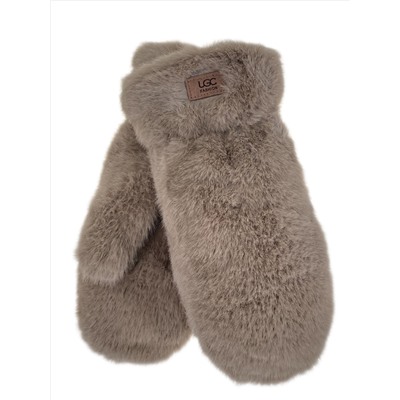 Зимние меховые женские варежки,  цвет  светло коричневый