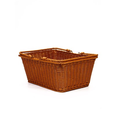 Корзина плетёная для хранения, 40×31×17 см, ручка h=17 см, пластиковая, коричневая