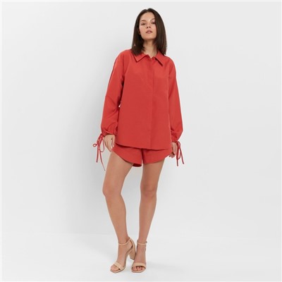 Костюм женский (блузка, шорты) MINAKU: Casual Collection, красный, размер 44