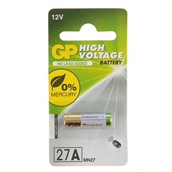 Батарейка алкалиновая GP Mercury Free, А27 (27A, MN27)-1BL, 12В, блистер, 1 шт.