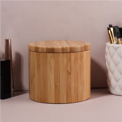 Органайзер для хранения «BAMBOO», с крышкой, раздвижной, d=12×10.5 см, коричневый