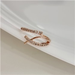 Кольцо безразмерное разъемное ювелирная бижутерия коллекция "Дубай", покрытие позолота, вставка: фианиты, цвет: прозрачный, арт.219.407