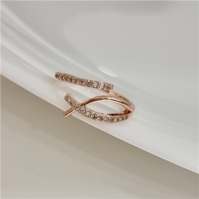 Кольцо безразмерное разъемное ювелирная бижутерия коллекция "Дубай", покрытие позолота, вставка: фианиты, цвет: прозрачный, арт.219.407