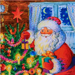 Пакет подарочный новогодний ламинированный «Дед мороз у ёлки», 33×42.5×10 см
