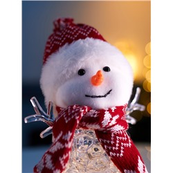 Фигура «Снеговик в красном» 28 см, 1 LED, от батареек ААА×3, свечение тёплое белое