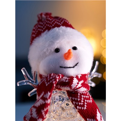 Фигура «Снеговик в красном» 28 см, 1 LED, от батареек ААА×3, свечение тёплое белое