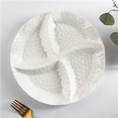 Менажница керамическая 4 ячейки «Воздушность», 24×3.5 см, цвет белый