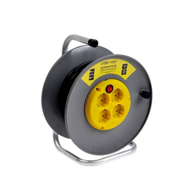 Удлинитель на катушке Luazon Lighting ECO, 4 розетки, 20 м, 10 А, ПВС 3х0.75 мм2, с з/к,IP20