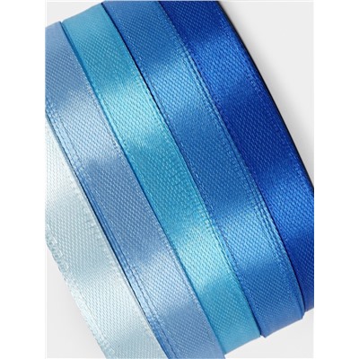 Атласная лента, набор 5 шт., 10 мм, 23±1 м, синяя, голубая