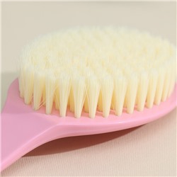 Щётка массажная для тела Доляна, с ручкой и массажёром, искусственная щетина, розовая