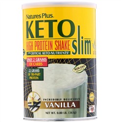 Nature's Plus, Keto Slim, высокопротеиновый коктейль, ваниль, 363 г (0,80 фунта)