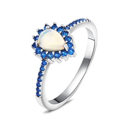 Кольцо, опал нат. белый , наносапфир, NKD-2321