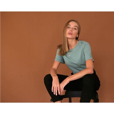 Футболка женская MIST basic, размер 40-42, серо-зелёная
