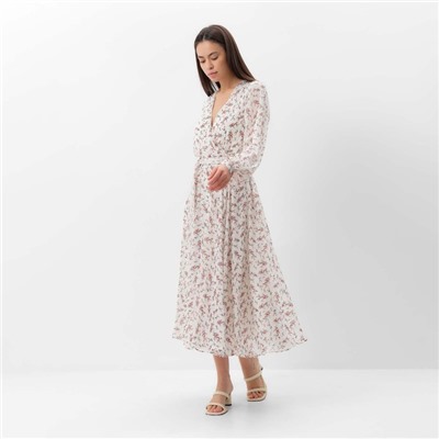 Платье с поясом миди женское MIST, размер 44, белое