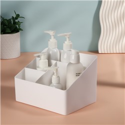 Органайзер для хранения косметики «WHITE», 4 секции, 19.5×14×13 см, белый