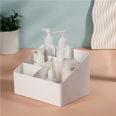 Органайзер для хранения косметики «WHITE», 4 секции, 19.5×14×13 см, белый