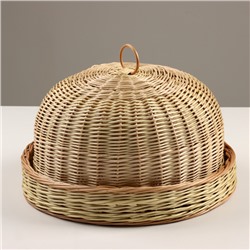 Хлебница круглая с крышкой, плетёная, d=32 см