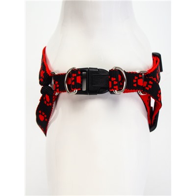 Шлейка с поводком «Большая лапа», ширина 1.5 см, поводок 120 см, шлейка 28-42 см, красная, чёрная