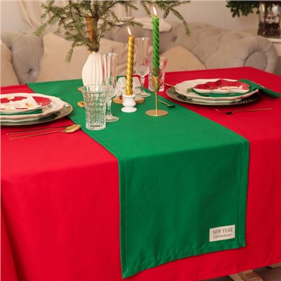 Дорожка новогодняя на стол «Этель» New year collection 40×146 см, цвет зелёный, 100% хл, саржа 190 г/м²