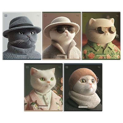 Тетрадь  48л клетка "Модные коты" выб.лак 06837 BG