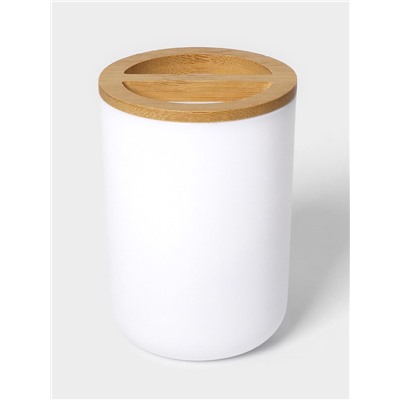 УЦЕНКА Набор для ванной «Вуди» 6 пред.(мыльница. дозатор, 2 стакана, ерш, ведро), белая