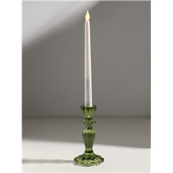 Стеклянный подсвечник на 1 свечу «Бутон на ножке», зелёный, d=2 см, 8×8×15 см