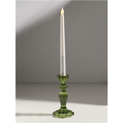 Стеклянный подсвечник на 1 свечу «Бутон на ножке», зелёный, d=2 см, 8×8×15 см