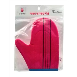 Bath Towel Мочалка-рукавица для душа с пилинг-эффектом, уплотненная, малиновый 28192