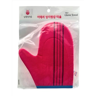 Bath Towel Мочалка-рукавица для душа с пилинг-эффектом, уплотненная, малиновый 28192