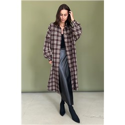 Рубашка удлиненная  AUTUMN046/04/Бордовый, белый