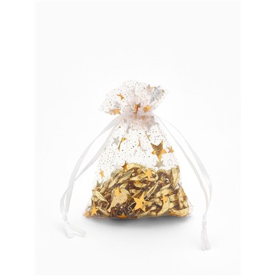 Мешочек подарочный «Звёздочки», 6.5×9 см, белый с золотом