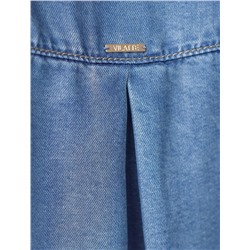 Укороченная блузка с кулиской из джинсового лиоцелла