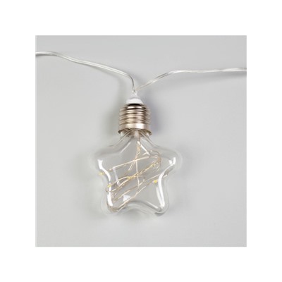 Гирлянда «Нить» 3 м с насадками «Лампочки звёздочки», IP20, прозрачная нить, 80 LED, свечение тёплое белое, 8 режимов, 220 В