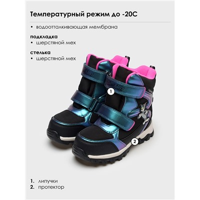 Ботинки для девочек черный,бирюзовый