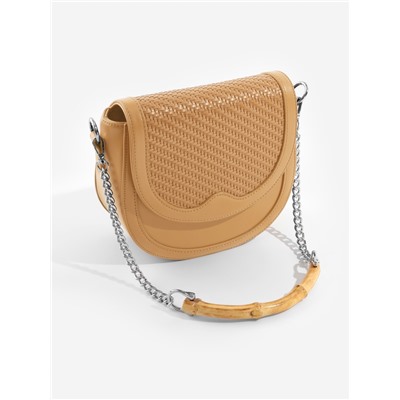 Ручка для сумки, бамбук, с цепочками и карабинами, 60 см, цвет серебряный