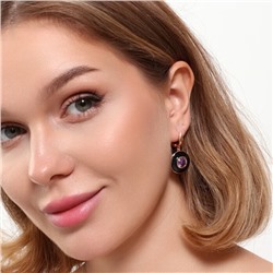 Серьги подвески ювелирная бижутерия коллекция "Дубай" покрытие позолота, вставка: цветная эмаль и крупный фианит, цвет: фиолетовый и черный, арт.215.348