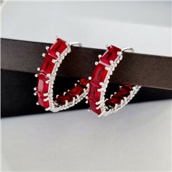 Серьги ювелирная бижутерия, посеребрение, камень красный, 032.501