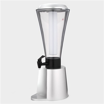 Башня пивная «Металлик», 3 л, колба для льда, с подсветкой, 2 батарейки CR=2032, пластик, серебристая