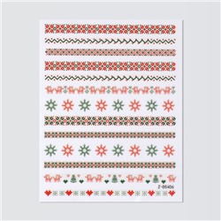 Наклейки для ногтей «Зимние звезды», красные, зелёные